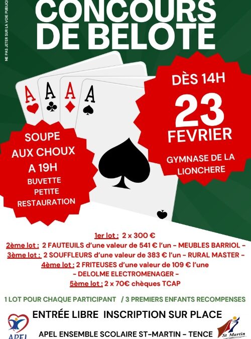 Concours de belote le 23 février